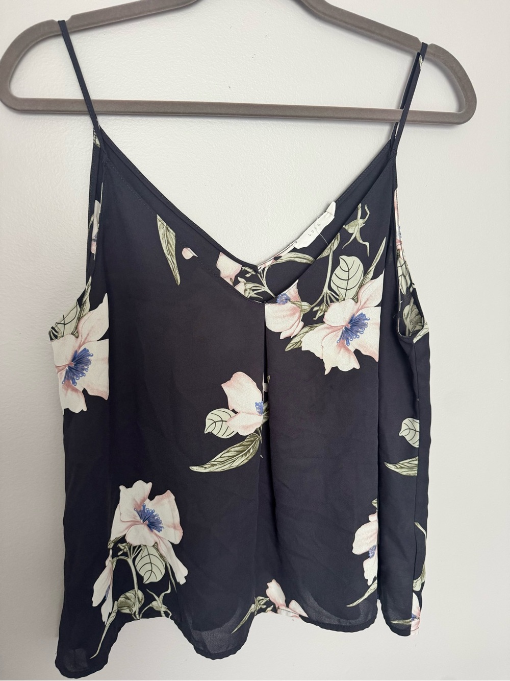 Floral Black Spaghetti Strap Cami Top
